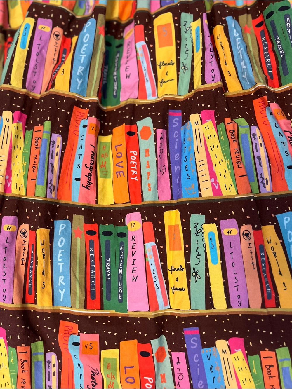 Modcloth Multicolor Bookprint A-Line Skirt with Brown Shelves - Picture 7 of 7